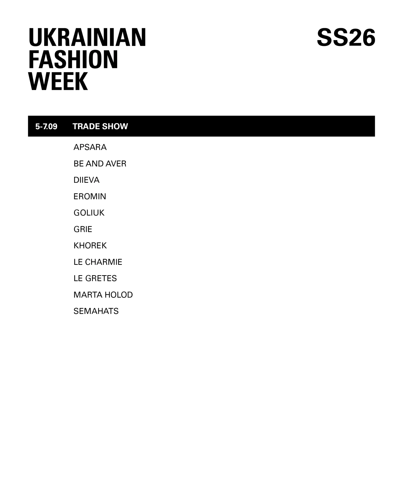 Оголошено програму Ukrainian Fashion Week весна-літо — 2026: головні події