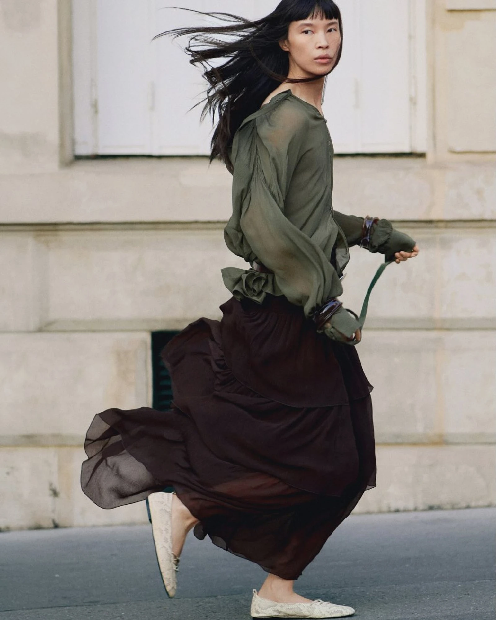 Повітряна спідниця з рюшами Massimo Dutti 
