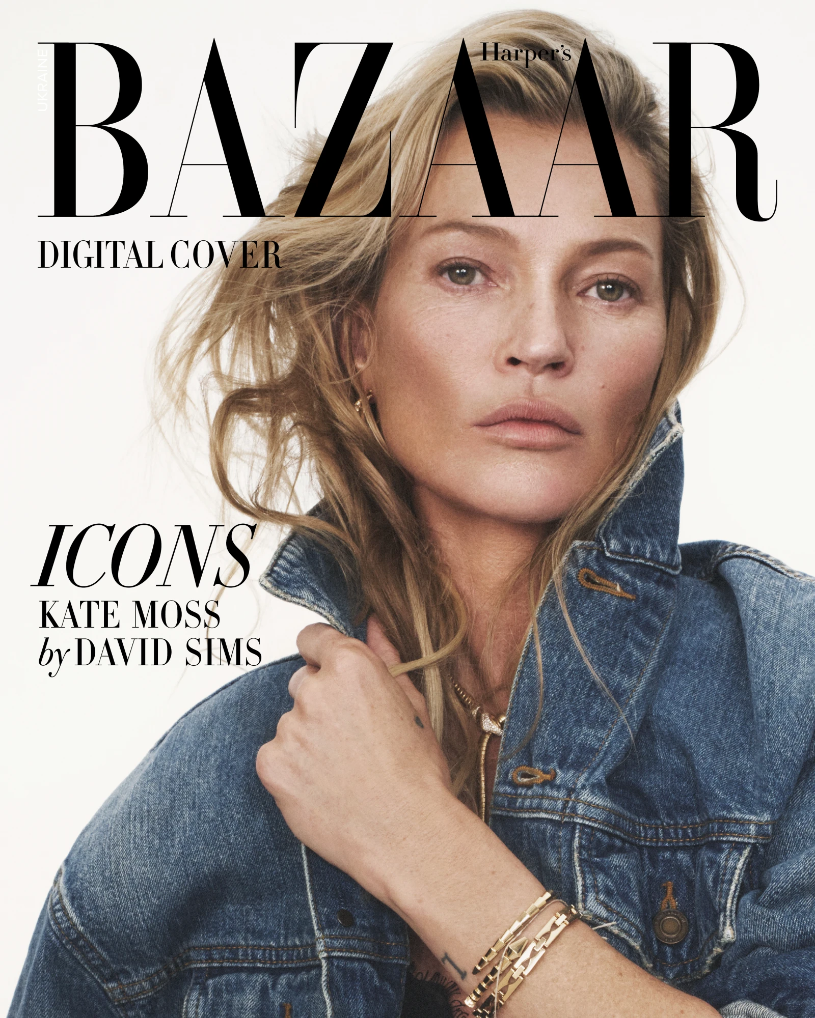 Кейт Мосс — героїня вересневої обкладинки Harper’s Bazaar у рамках проєкту ICONS, знята Девідом Сімсом
