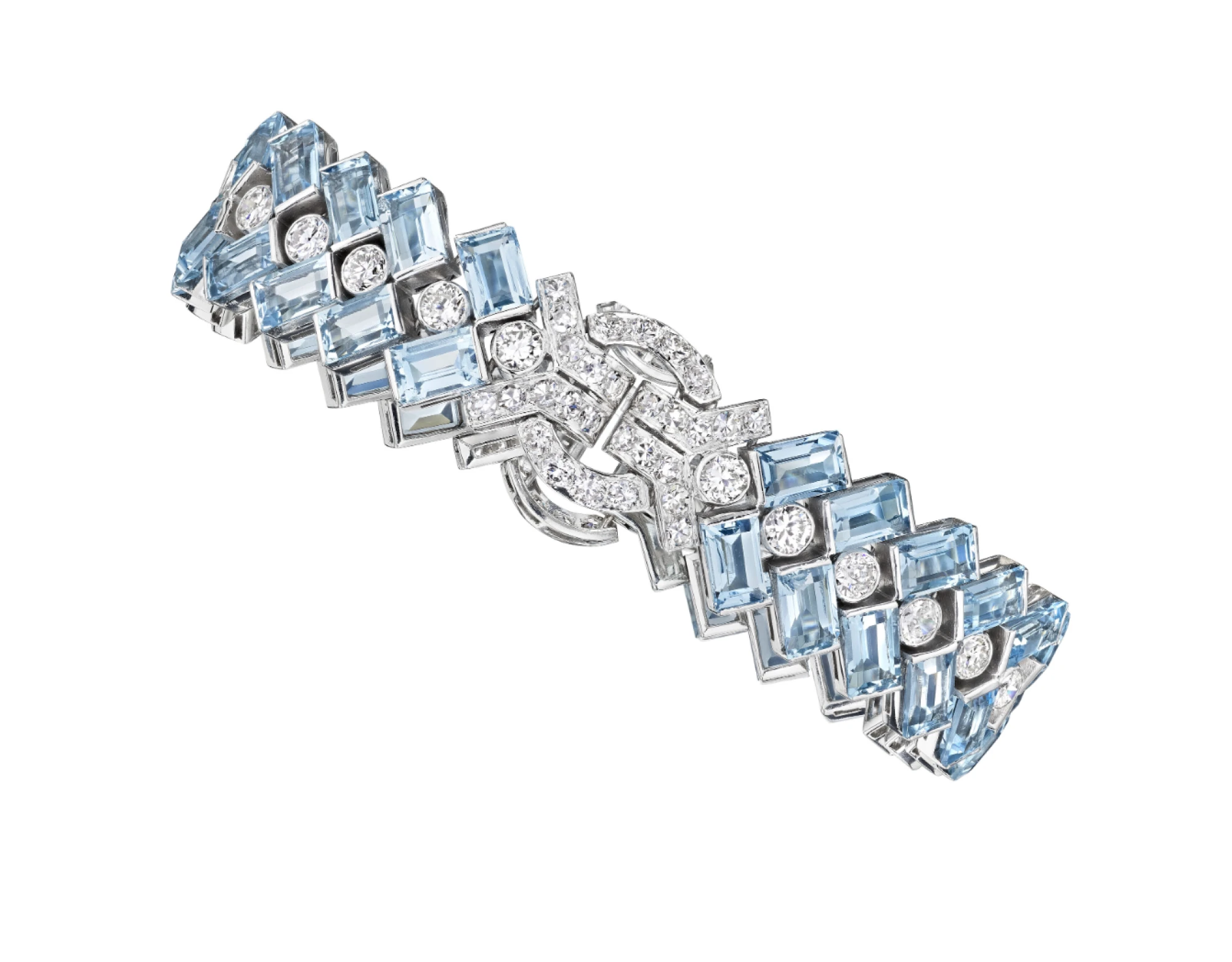 Cartier Art Deco Aquamarine and Diamond Bracelet 