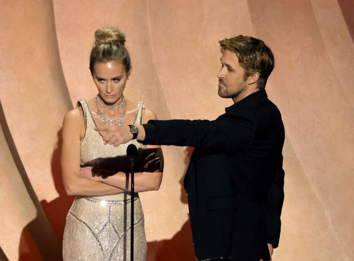 Emily Blunt and Ryan Gosling jokingly fight about Barbenheimer